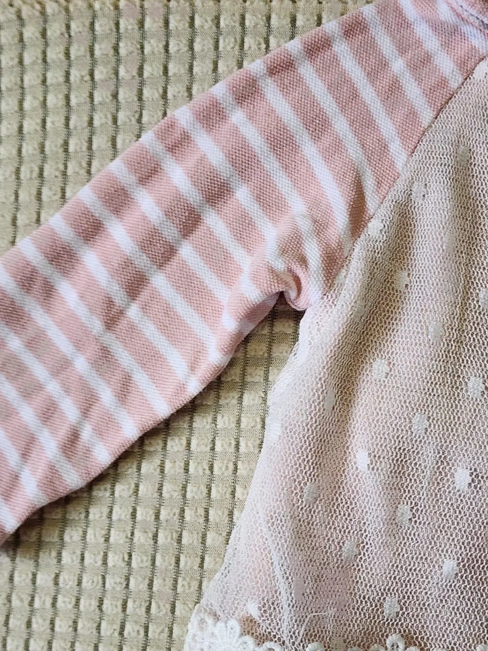 Rare Editions 3-6M Pink Floral Tulle Baby Dress & Polka Dot Leggings Set.